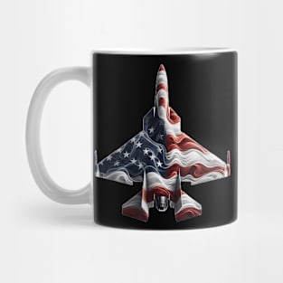 Fighter Jet Airplane American Flag Heart 4Th Of July Mug